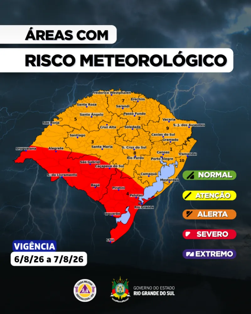 Mapa: Defesa Civil do Rio Grande do Sul