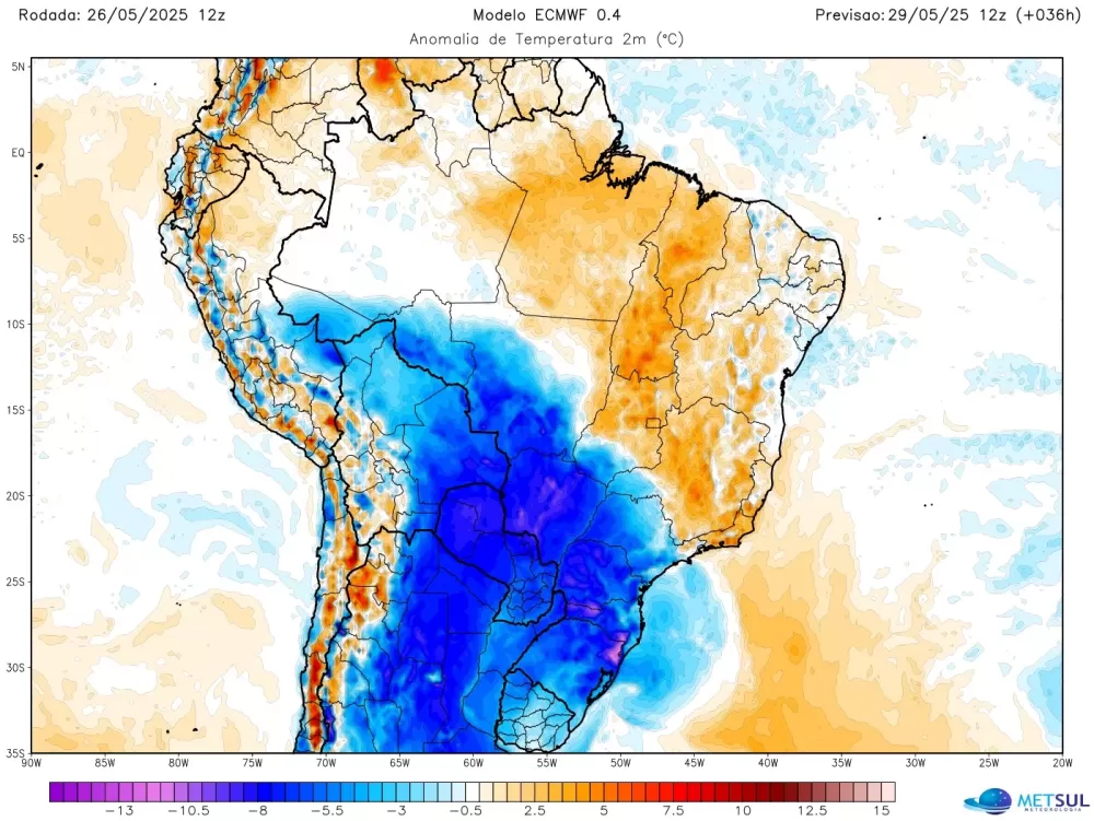 Instrusão de ar frio vai do Rio Grande do Sul ao Sul do Amazonas | METSUL 