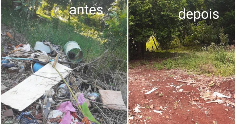 Antes e depois das limpezas realizadas pelas equipes.